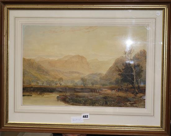 David Cox Junior, watercolour, The Vale of Ffestiniog, signed 33 x 50cm.